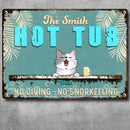 Metal Hot Tub Sign, Gifts For Pet Lovers, No Diving No Snorkelling Personalized Housewarming Gifts