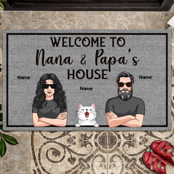 Personalized Dog & Cat Doormat, Gifts For Pet Lovers, Welcome To Nana & Papa's House. Custom Housewarming Gifts