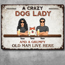 Metal Welcome Sign, Gifts For Dog Lovers, A Crazy Dog Lady And A Grumpy Old Man Live Here, Housewarming Gifts
