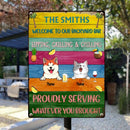 Metal Backyard Bar Signs, Gifts For Pet Lovers, Proudly Serving Whatever You Brought Colorful Welcome Signs
