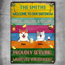Welcome To The Shitshow Metal Yard Sign, Gifts For Pet Lovers, Sipping Grilling Chilling Colorful Welcome Signs