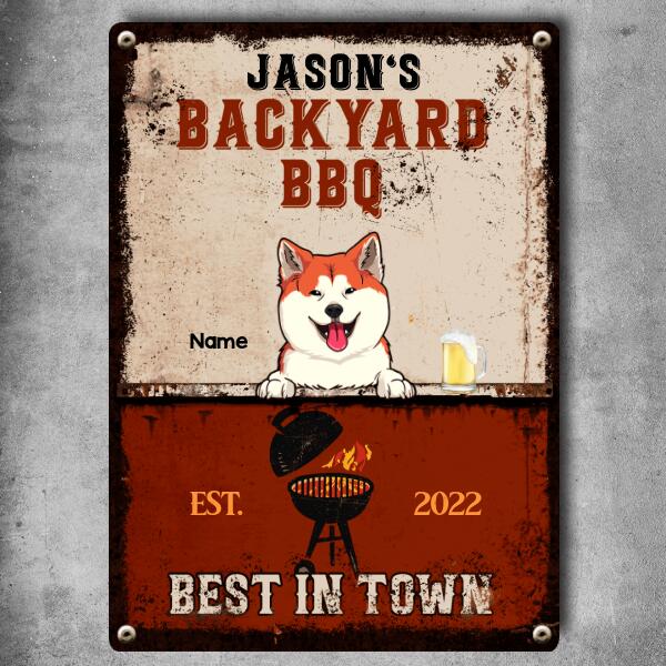 Metal Backyard Sign, Gifts For Pet Lovers, BBQ Best In Town Personalized Family Sign