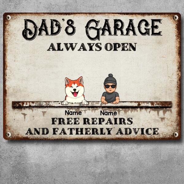 Welcome Metal Garage Sign, Gifts For Pet Lovers, Dad's Garage Always Open Free Repairs Vintage Style