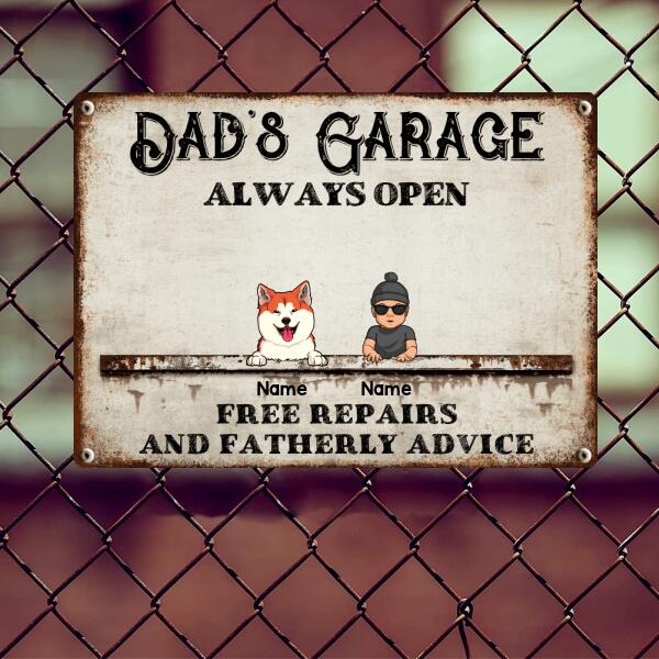 Welcome Metal Garage Sign, Gifts For Pet Lovers, Dad's Garage Always Open Free Repairs Vintage Style