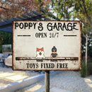 Welcome Metal Garage Sign, Gifts For Pet Lovers, Dad's Garage Often 24/7 Toys Fixed Free Funny Sign Vintage Style