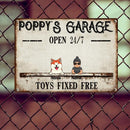 Welcome Metal Garage Sign, Gifts For Pet Lovers, Dad's Garage Often 24/7 Toys Fixed Free Funny Sign Vintage Style