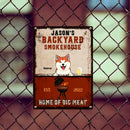 Metal Backyard Sign, Gifts For Pet Lovers, Smokehouse Home Of Big Meal Personalized Family Sign