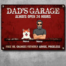 Welcome Metal Garage Sign, Gifts For Pet Lovers, Dad's Garage Always Open 24 Hours Free Oil Changes Colorful Style