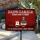 Welcome Metal Garage Sign, Gifts For Pet Lovers, Dad's Garage Always Open 24 Hours Free Oil Changes Colorful Style
