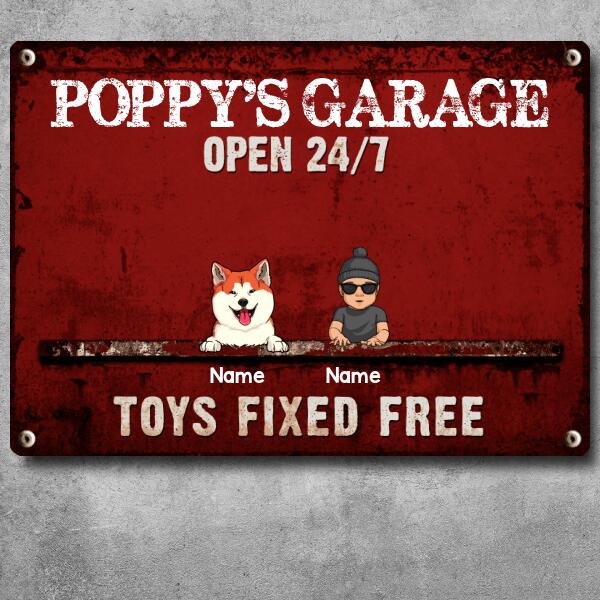 Welcome Metal Garage Sign, Gifts For Pet Lovers, Dad's Garage Often 24/7 Toys Fixed Free Funny Sign Colorful Style