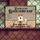 Metal Backyard Bar Sign, Gifts For Pet Lovers, Beer Wine Shots Every Hour Is Happy Hour Welcome Signs