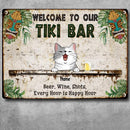 Metal Tiki Bar Signs, Gifts For Pet Lovers, Beer Wine Shots Every Hour Is Happy Hour Tropical Style Welcome Signs