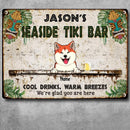 Seaside Metal Tiki Bar Signs, Gifts For Pet Lovers, We're Glad You Are Here Tropical Style Welcome Signs