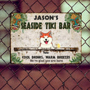 Seaside Metal Tiki Bar Signs, Gifts For Pet Lovers, We're Glad You Are Here Tropical Style Welcome Signs