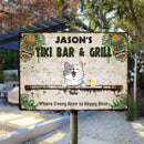 Metal Tiki Bar & Grill Sign, Gifts For Pet Lovers, Where Every Hour Is Happy Hour Tropical Style Welcome Signs