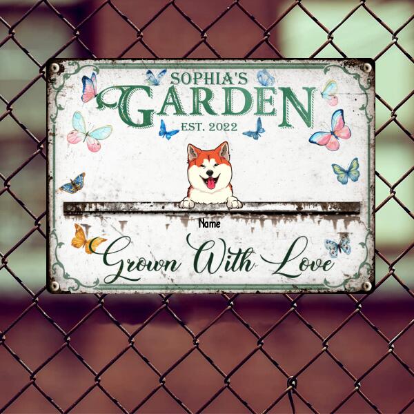 Metal Garden Sign, Gifts For Pet Lovers, Grown With Love Personalized Housewarming Gifts