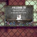 Metal Garden Sign, Gifts For Pet Lovers, Sit Back Relax Enjoy The View Flowers Welcome Signs