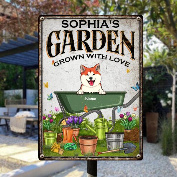 Metal Garden Sign, Gifts For Pet Lovers, Grown With Love Plant & Butterfly Personalized Housewarming Gifts