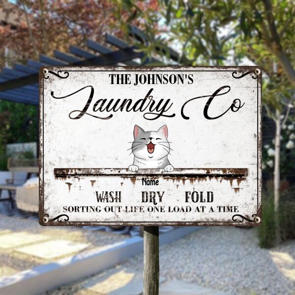 Metal Laundry Sign, Gifts For Pet Lovers, Wash Dry Fold Personalized Housewarming Gifts