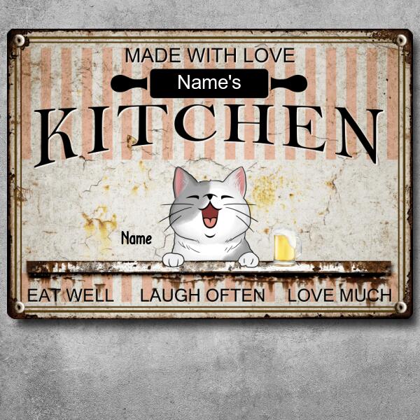 Metal Kitchen Sign, Gifts For Pet Lovers, Made With Love Eat Well Laugh Often Love Much Personalized Metal Signs