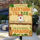 Metal Backyard Tiki Bar Signs, Gifts For Pet Lovers, Our Little Piece Of Paradise Tropical Style Welcome Signs