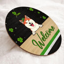 St. Patrick's Day Personalized Wood Sign, Gifts For Dog Lovers, Shamrock Welcome Signs