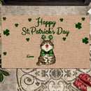 Personalized Cat Breeds Doormat, Happy St. Patrick Day Home Decor, Gifts For Cat Lovers, Shamrock Doormat