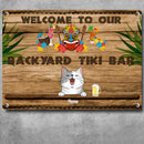 Metal Backyard Tiki Bar Signs, Gifts For Pet Lovers, Hawaiian Tiki Silhouettes Welcome Signs