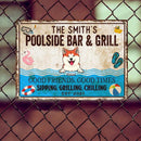 Metal Pool Sign, Gifts For Pet Lovers, Poolside Bar & Grill Funny Signs, Good Friends Good Times Sipping Grilling