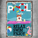Metal Pool Sign, Gifts For Pet Lovers, Relax Swim Enjoy Flamingo Personalized Metal Signs