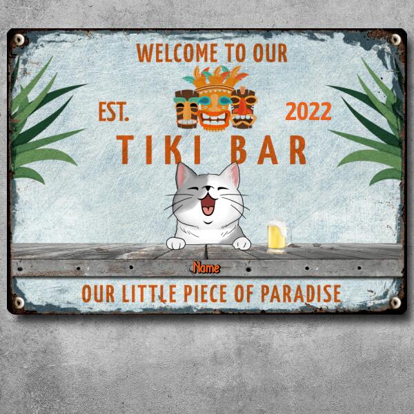 Metal Tiki Bar Signs, Gifts For Pet Lovers, Our Little Piece Of Paradise Tiki Silhouettes Welcome Signs