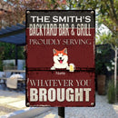 Welcome Backyard Bar & Grill Sign, Gifts For Pet Lovers, Proudly Serving Whatever You Bring, Retro Metal Signs