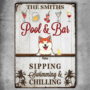 Metal Pool & Bar Signs, Gifts For Pet Lovers, Sipping Swimming & Chilling Drink Personalized Home Signs