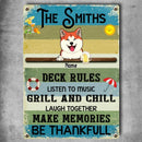 Metal Pool Sign, Gifts For Pet Lovers, Deck Rules Listen To Music Funny Signs, Dog & Cat Personalized Metal Sign