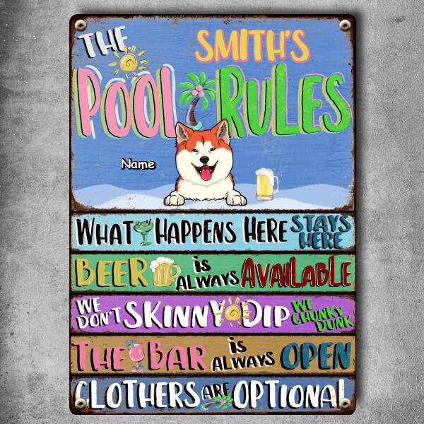 Metal Pool Signs, Gifts For Pet Lovers, We Don't Skinny Dip We Chunky Dunk The Bar Is Always Open Pool Rules Sign