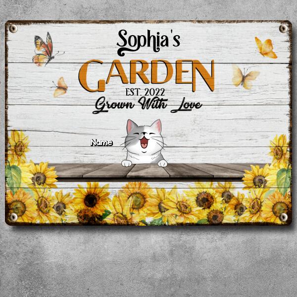 Metal Garden Sign, Gifts For Pet Lovers, My Happy Place Sunflower & Butterfly Personalized Housewarming Gifts