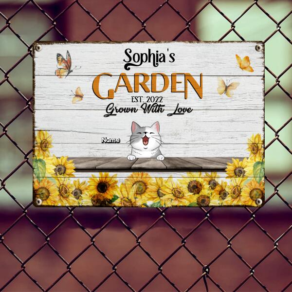 Metal Garden Sign, Gifts For Pet Lovers, My Happy Place Sunflower & Butterfly Personalized Housewarming Gifts