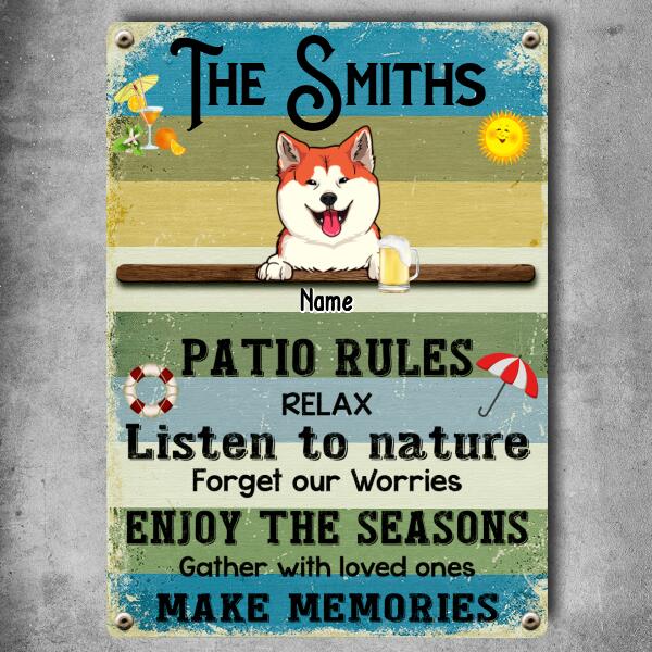 Metal Pool Sign, Gifts For Pet Lovers, Patio Rules Relax Listen To Nature, Dog & Cat Personalized Metal Sign