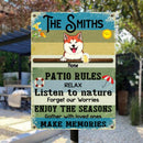 Metal Pool Sign, Gifts For Pet Lovers, Patio Rules Relax Listen To Nature, Dog & Cat Personalized Metal Sign