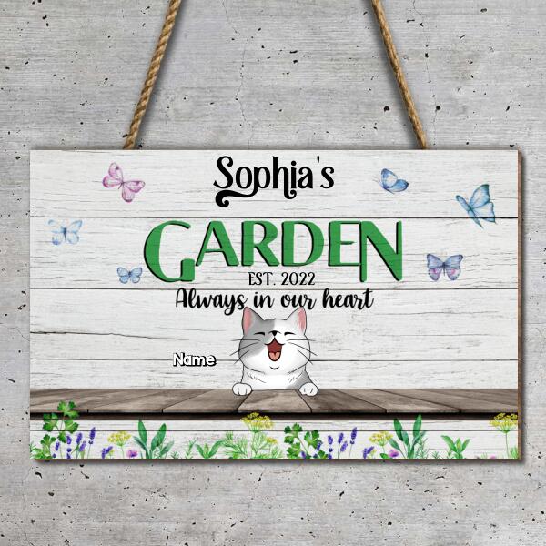 Custom Wooden Sign, Gifts For Pet Lovers, My Happy Place Plant & Butterfly Rectangle Garden Signs