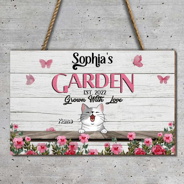 Custom Wooden Sign, Gifts For Pet Lovers, Grow Dammit Rose & Butterfly Rectangle Garden Signs