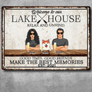 lake house decor Metal Lake House Sign, Gifts For Pet Lovers, Relax And Unwind Good Times Good Friends Personalized Family Sign