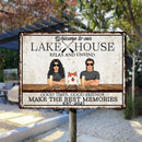 lake house decor Metal Lake House Sign, Gifts For Pet Lovers, Relax And Unwind Good Times Good Friends Personalized Family Sign