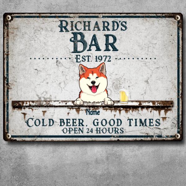 Metal Bar Signs, Gifts For Pet Lovers, Good Beer Good Times Open 24 Hours Vintage Welcome Signs