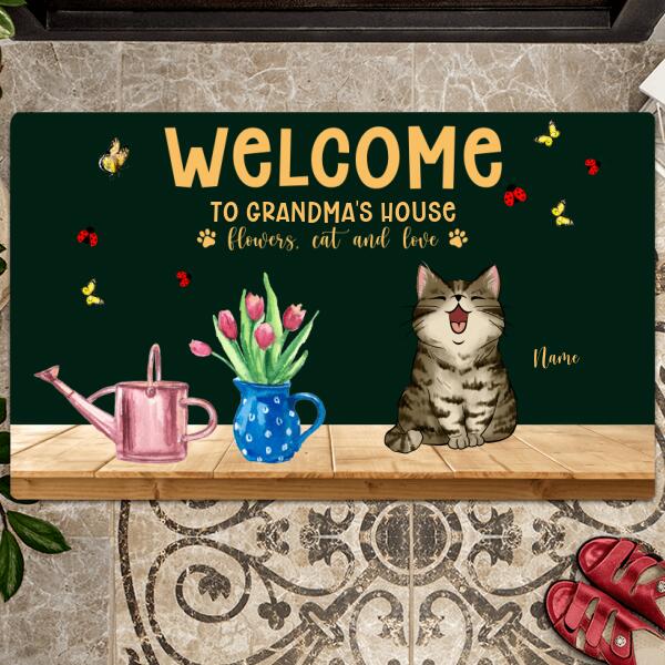 Personalized Cat Breeds Doormat, Gifts For Cat Lovers, Welcome To My Home Flower Cats And Love Doormat