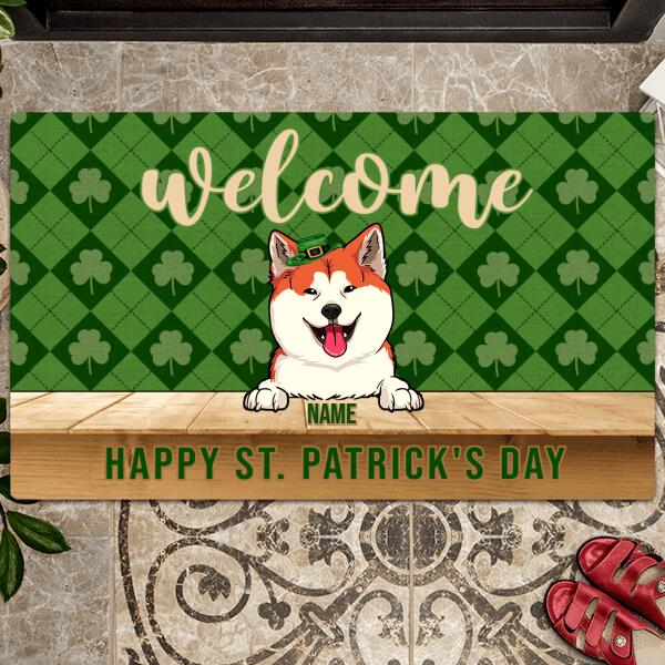 St Patricks Day Pet Doormat, Funny Welcome Mat, Shamrock Custom Pet Doormat, Gifts For Pet Lovers