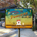Metal Backyard Poolside Signs, Gifts For Pet Lovers, Swim Play Chill Drink & Food Personalized Family Sign