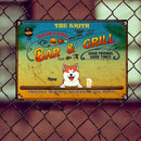 Metal Backyard Bar & Grill Signs, Gifts For Pet Lovers, Proudly Serving Whatever You Bring Personalized Family Sign