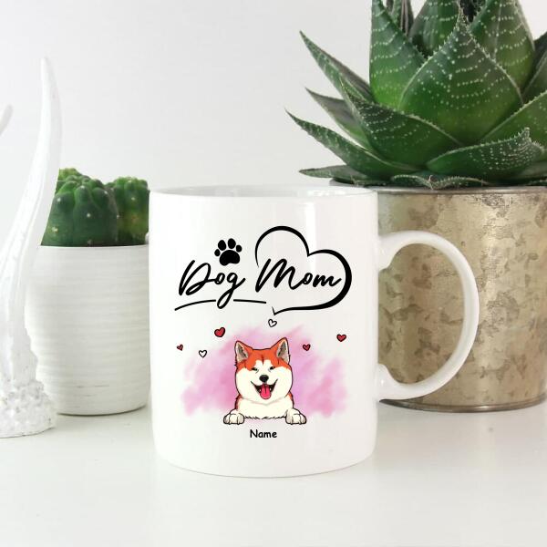 Personalized Dog Breeds Mug, Gifts For Dog Moms, Dog Mom & Heart Mug, Gifts For Mother's Day