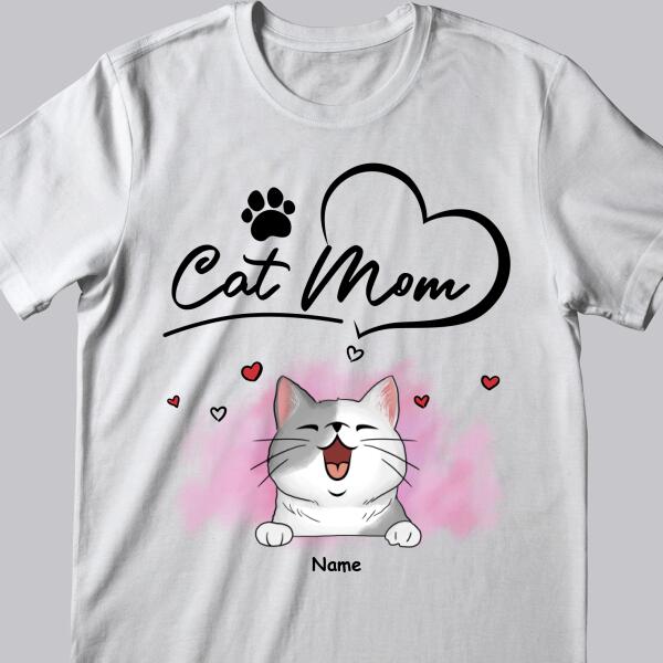 Personalized Cat Breeds T-shirt, Gifts For Cat Moms, Cat Mom & Heart T-shirt, Gifts For Mother's Day